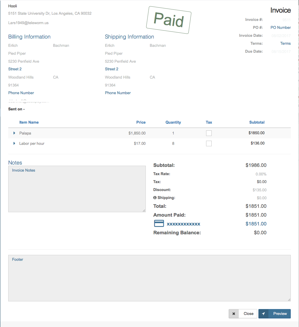 Paid Invoice