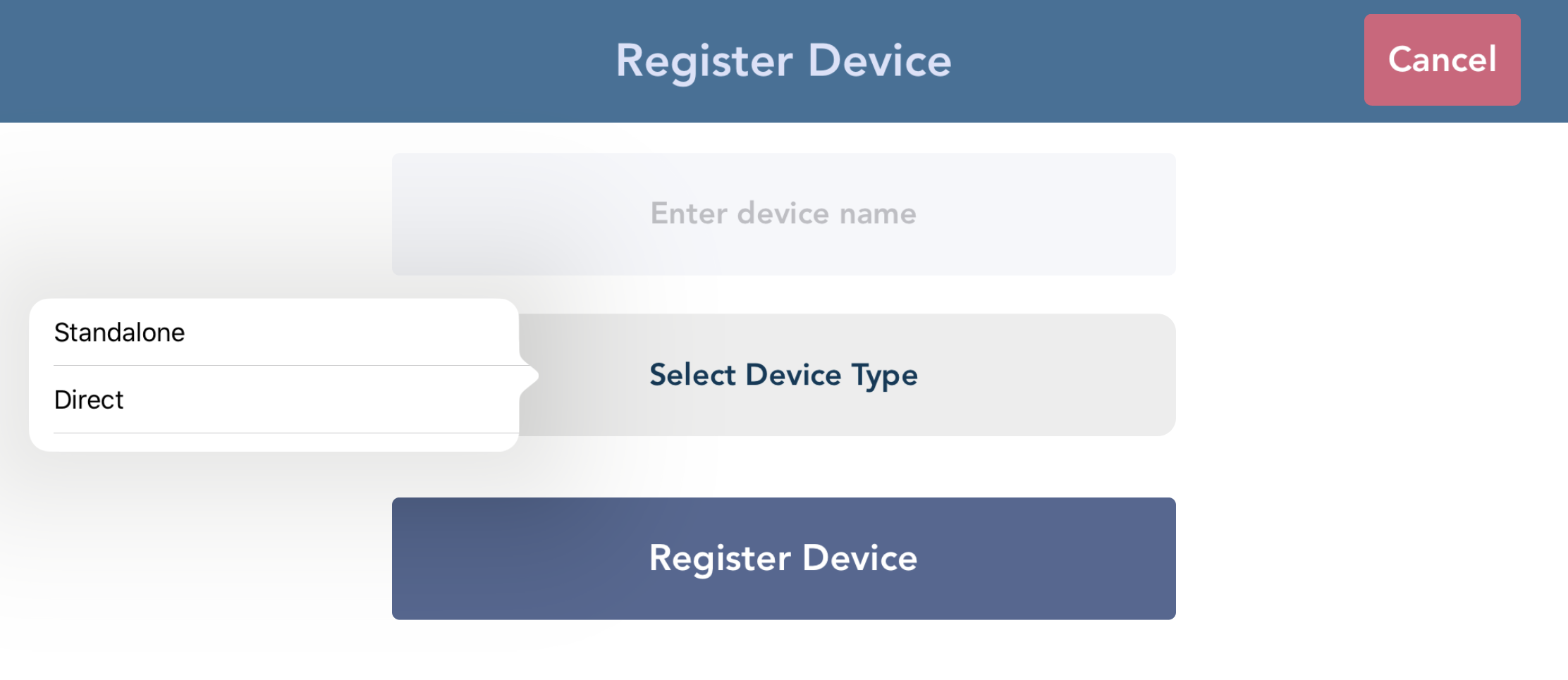 Register Device Screen