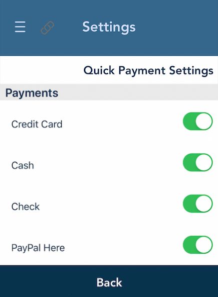 Quick Sale Payment Settings